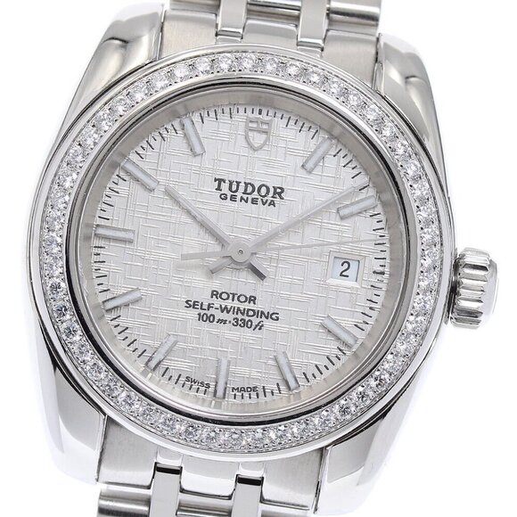 TUDOR Classic 22020 date diamond bezel Silver Dial Automatic Ladies Watch_871701 - Picture 1 of 6